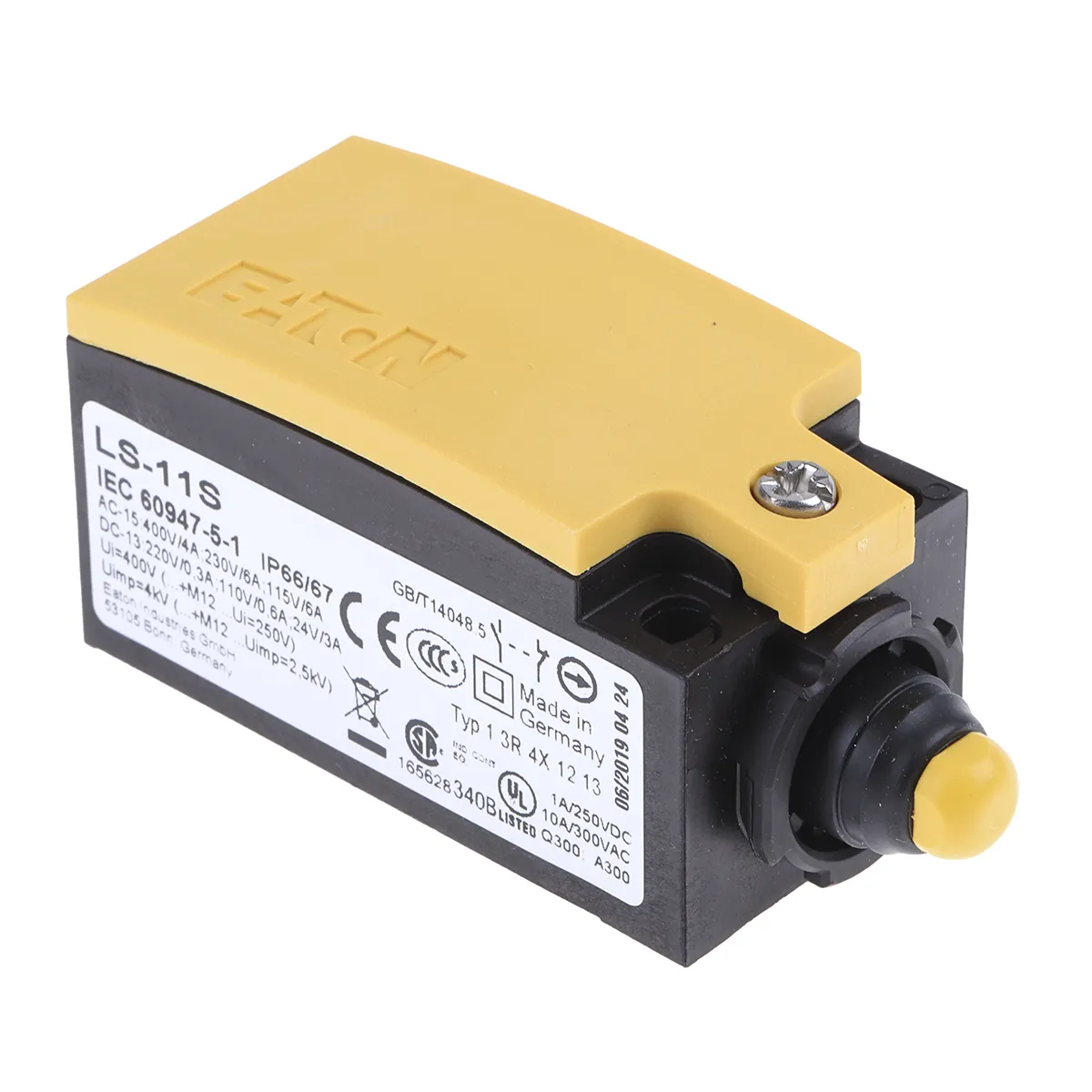 Interruttore di fine corsa Eaton, Stantuffo, NO/NC, 415V, 6A, IP66, IP67