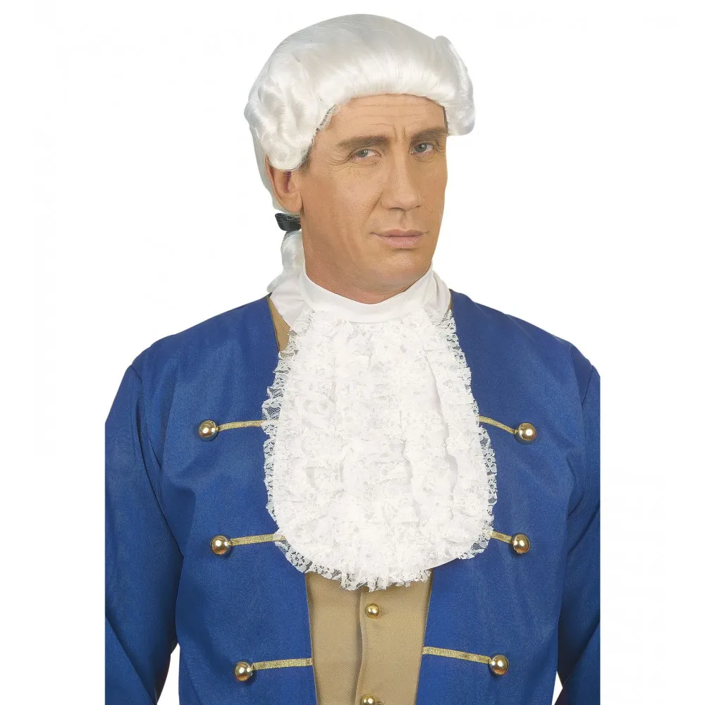 Jabot Bianco in Raso da Adulto per Feste a tema o per Feste in Maschera