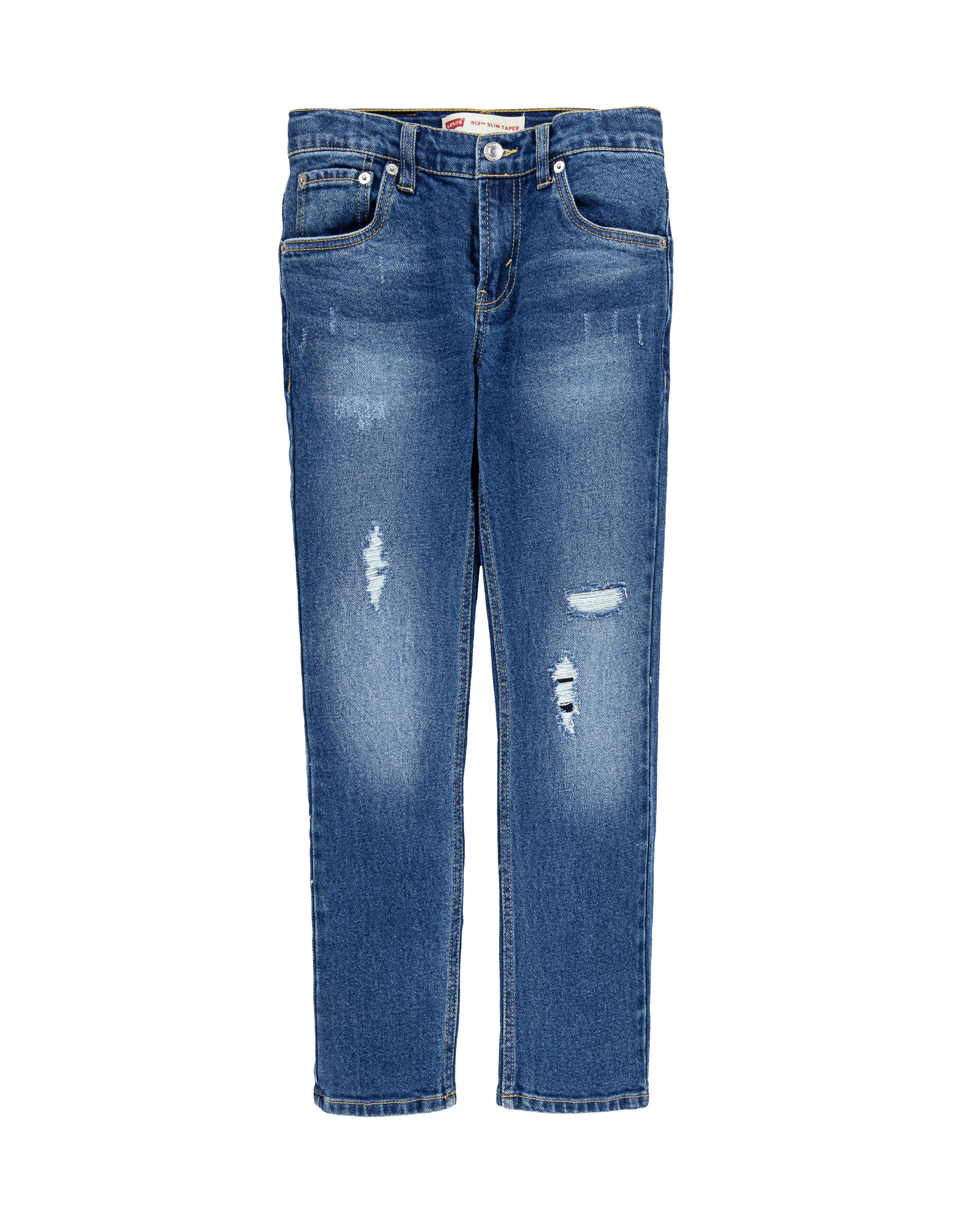 Jeans 512 slim tapered lavaggio medio stone washed con rotture e abrasioni 10-16 anni