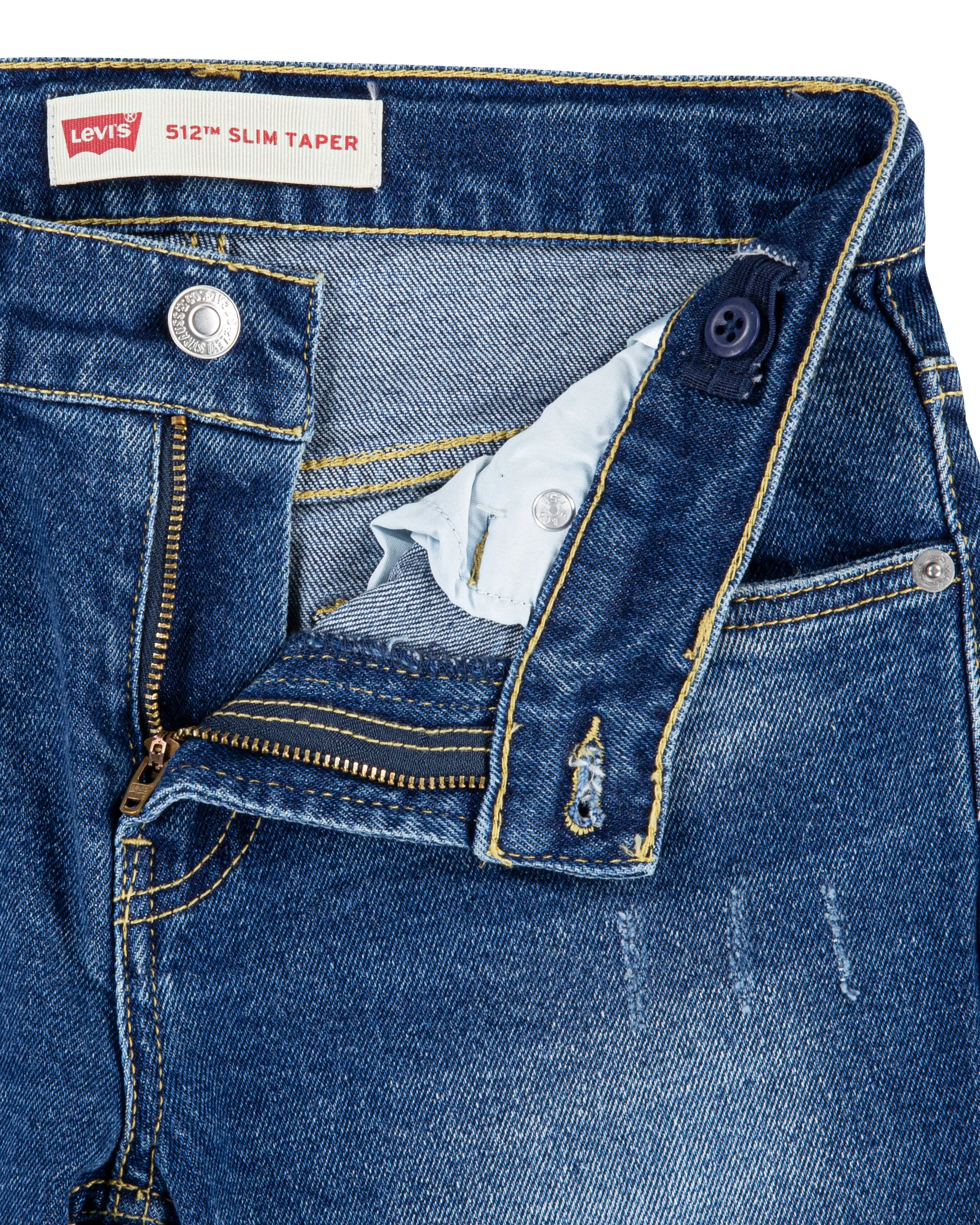 Jeans 512 slim tapered lavaggio medio stone washed con rotture e abrasioni 10-16 anni
