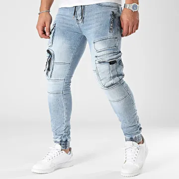 Jeans Cargo in denim blu