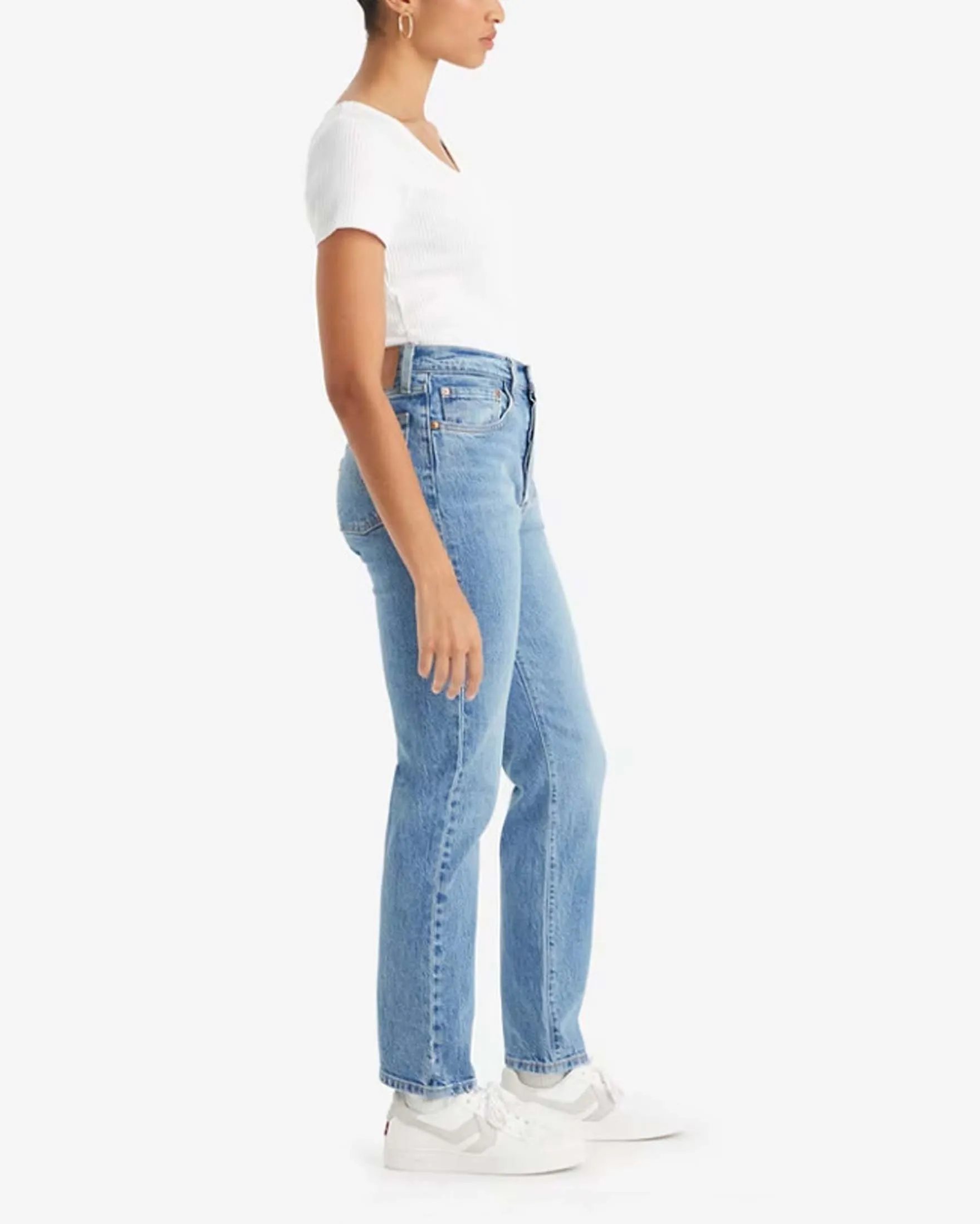 Jeans modello 501 a gamba dritta in puro cotone lavaggio medio