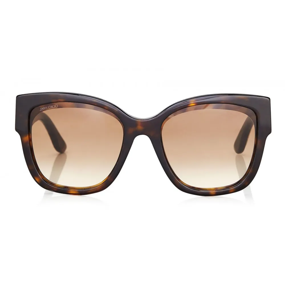 Jimmy Choo - Roxie - Occhiali da Sole Oversize Havana Scuro con Dettaglio a Stella - Occhiali da Sole - Jimmy Choo Eyewear