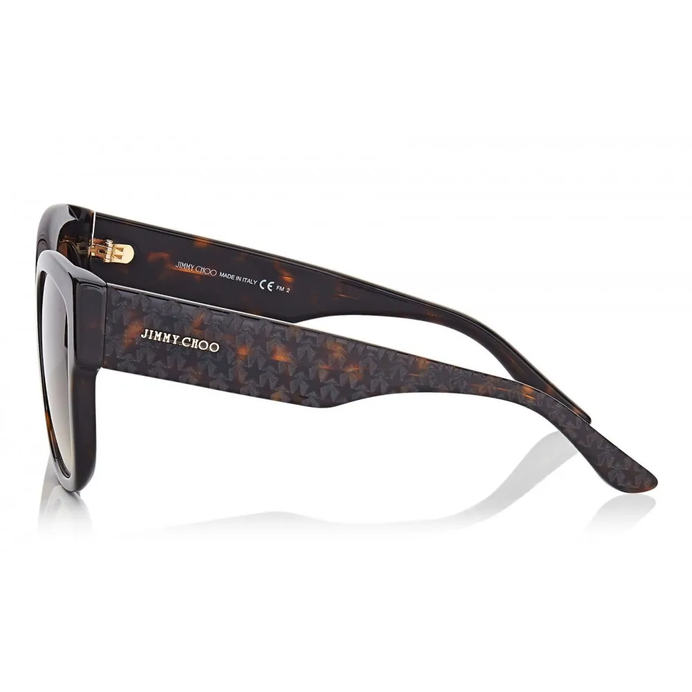 Jimmy Choo - Roxie - Occhiali da Sole Oversize Havana Scuro con Dettaglio a Stella - Occhiali da Sole - Jimmy Choo Eyewear