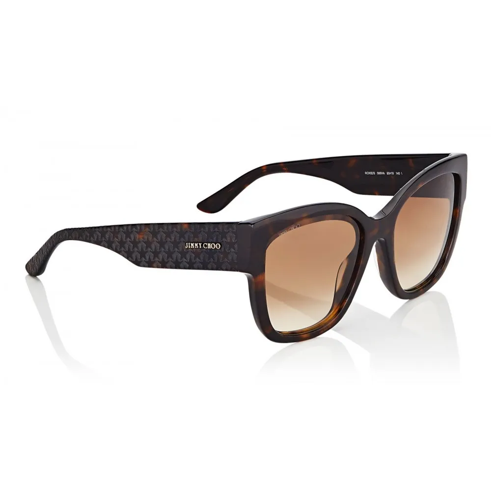 Jimmy Choo - Roxie - Occhiali da Sole Oversize Havana Scuro con Dettaglio a Stella - Occhiali da Sole - Jimmy Choo Eyewear