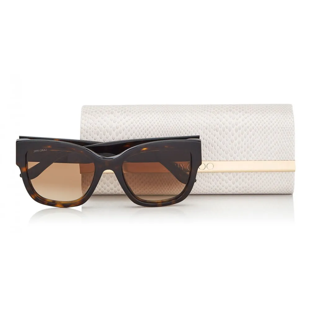 Jimmy Choo - Roxie - Occhiali da Sole Oversize Havana Scuro con Dettaglio a Stella - Occhiali da Sole - Jimmy Choo Eyewear