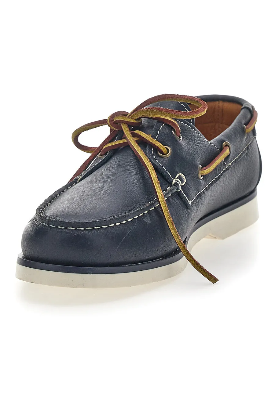   LONGFORD Mocassino in Stile Barca Vera Pelle Blu Longford 10