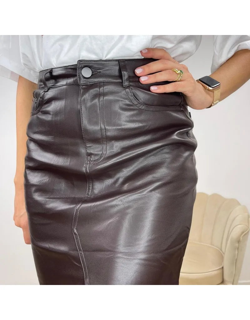 LONGUETTE IN ECOPELLE MARRONE