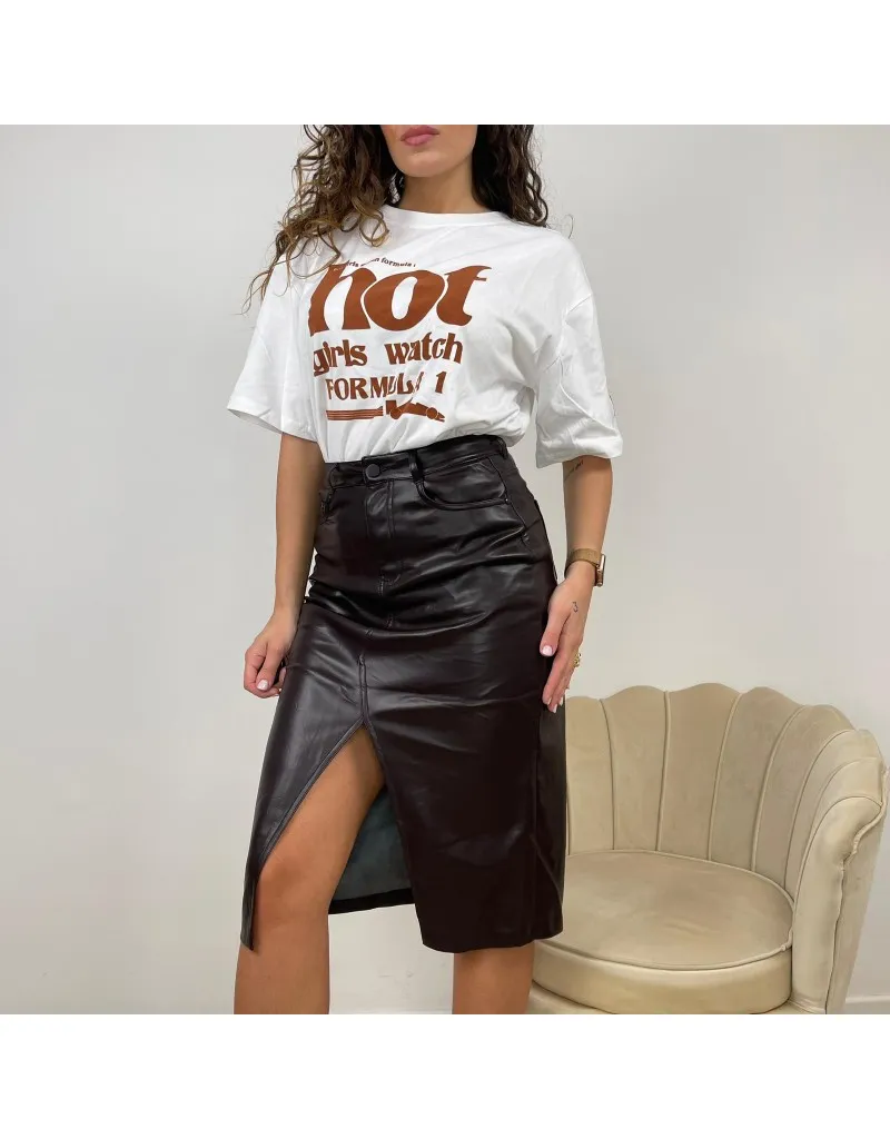 LONGUETTE IN ECOPELLE MARRONE