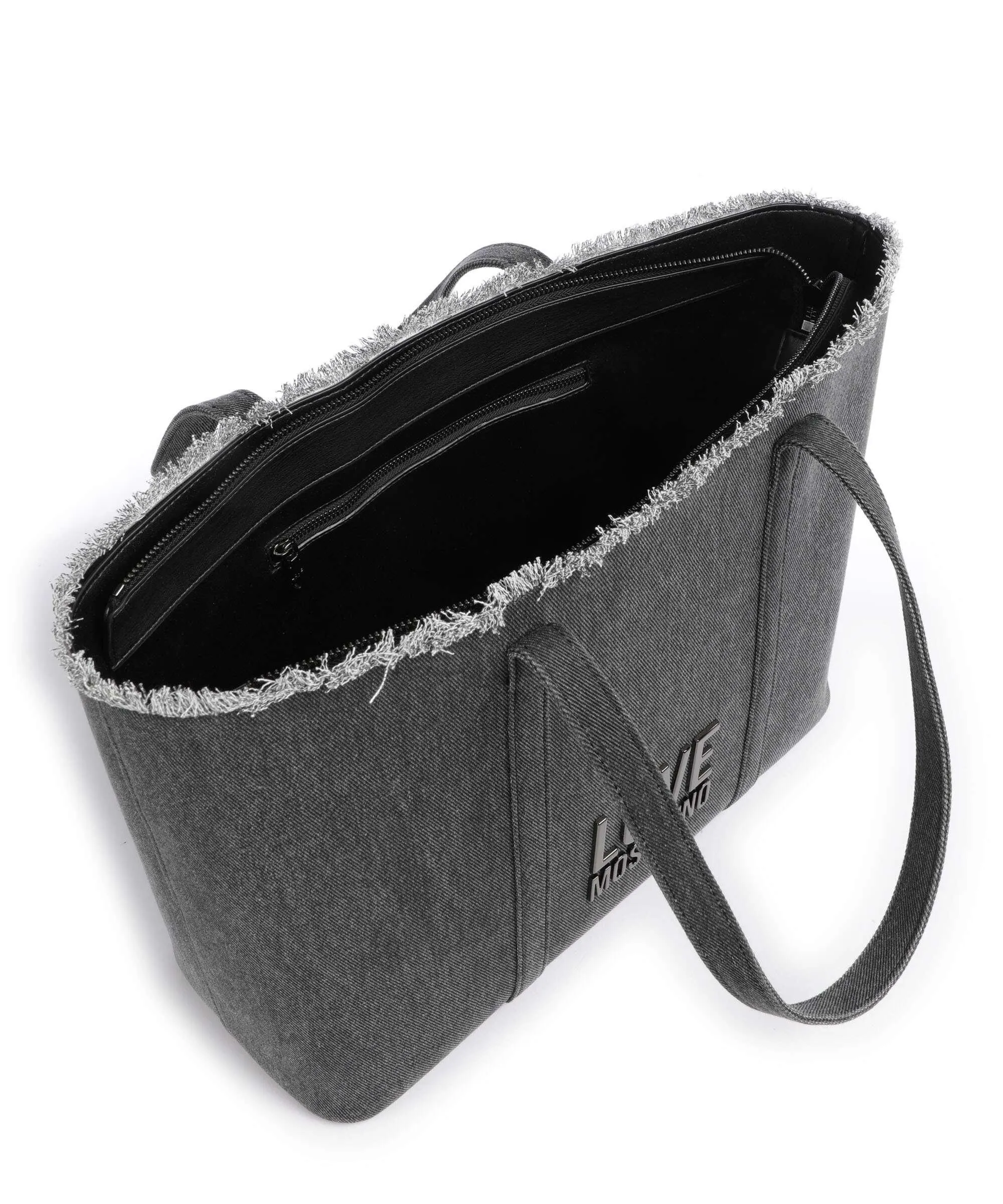  Love Moschino Denim Icon Borsa shopper cotone antracite  