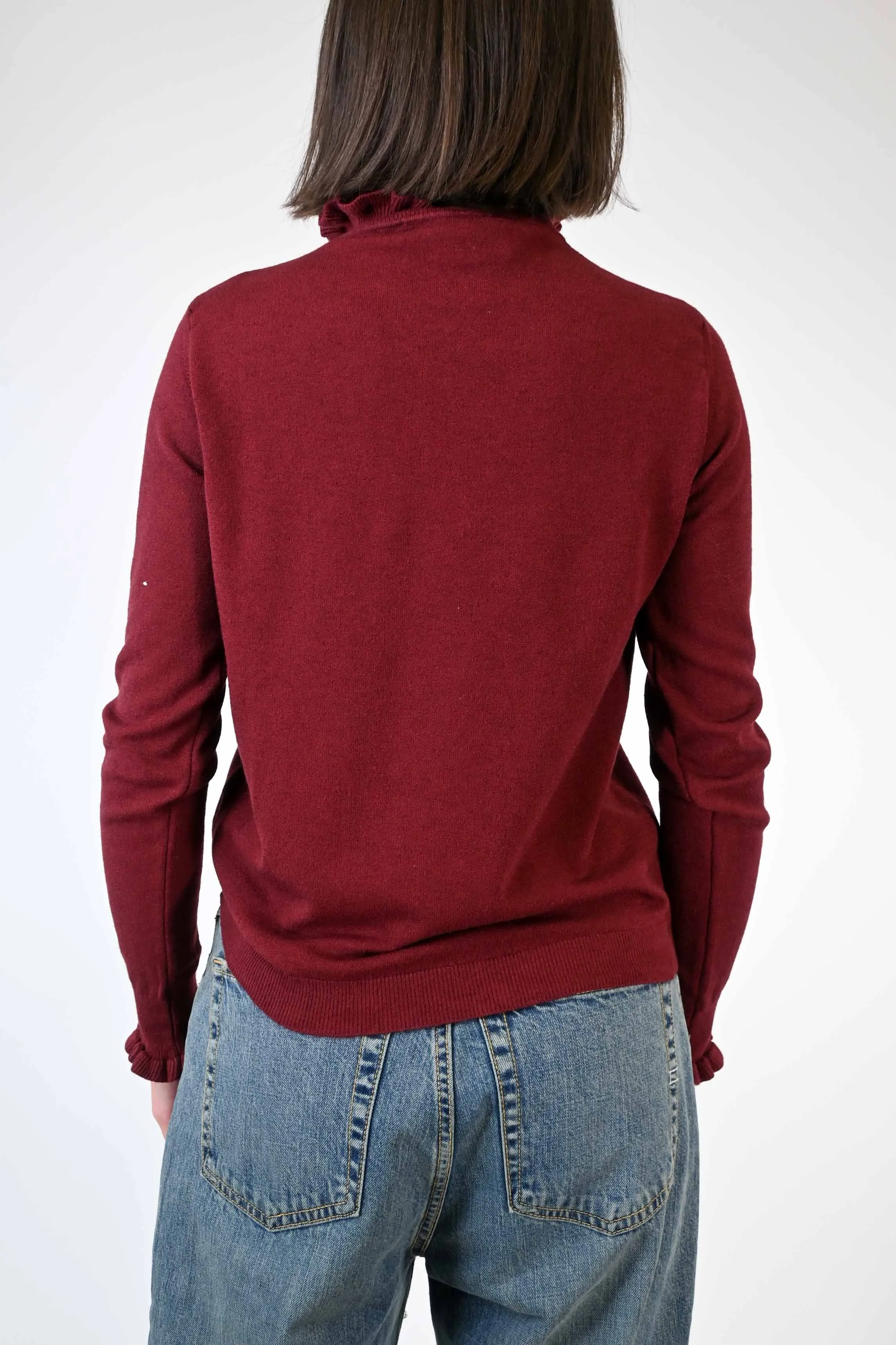 MAGLIA LUPETTO CON ROUGES COLOR BORDEAUX