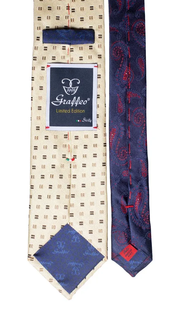 Man Cream Color Silk Tie Brown Beige Pattern Brown Contrast Knot Orange White Pattern N2607