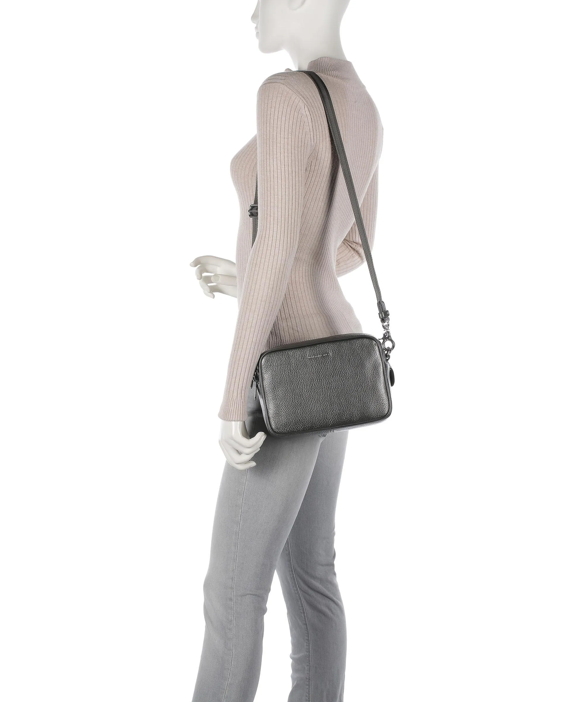  Mandarina Duck Mellow Lux Borsa a tracolla pelle di vitello grana grigio scuro  