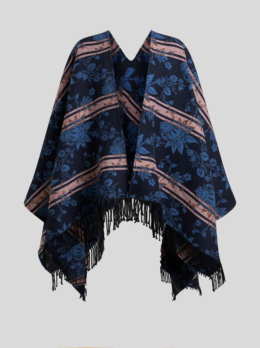 MANTELLA CON MOTIVO FLOREALE JACQUARD