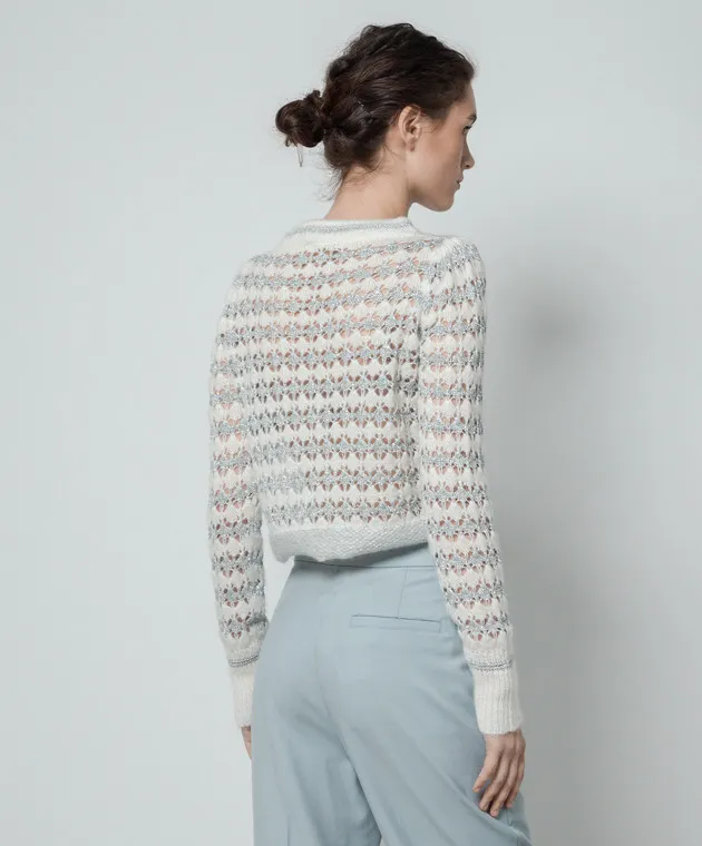 Max & Co ECCELSO maglia bianca traforata con lana e lurex ECCELSO