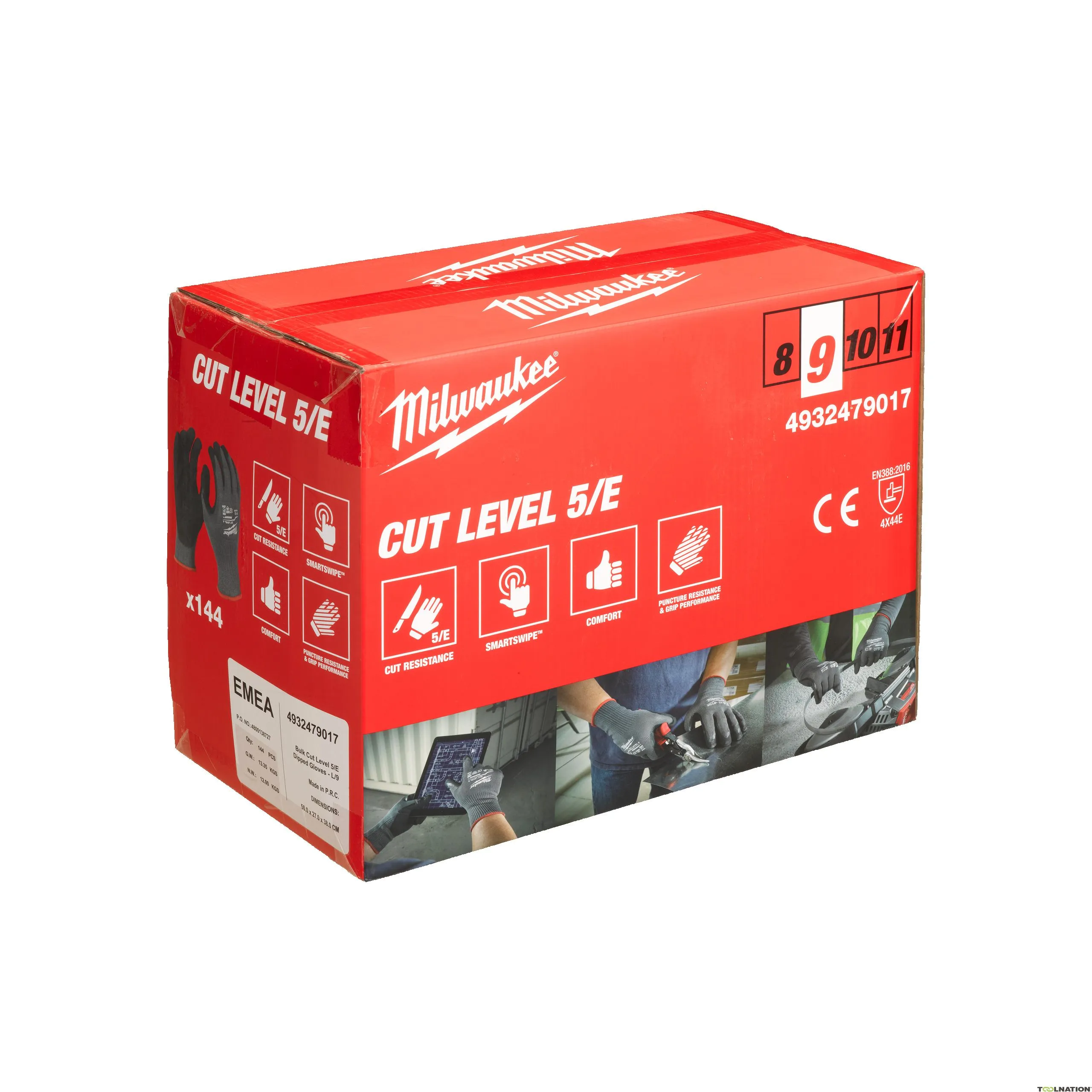 Milwaukee Accessori 4932479017 Guanti Bulk Cut E - 9/L per 144 paia