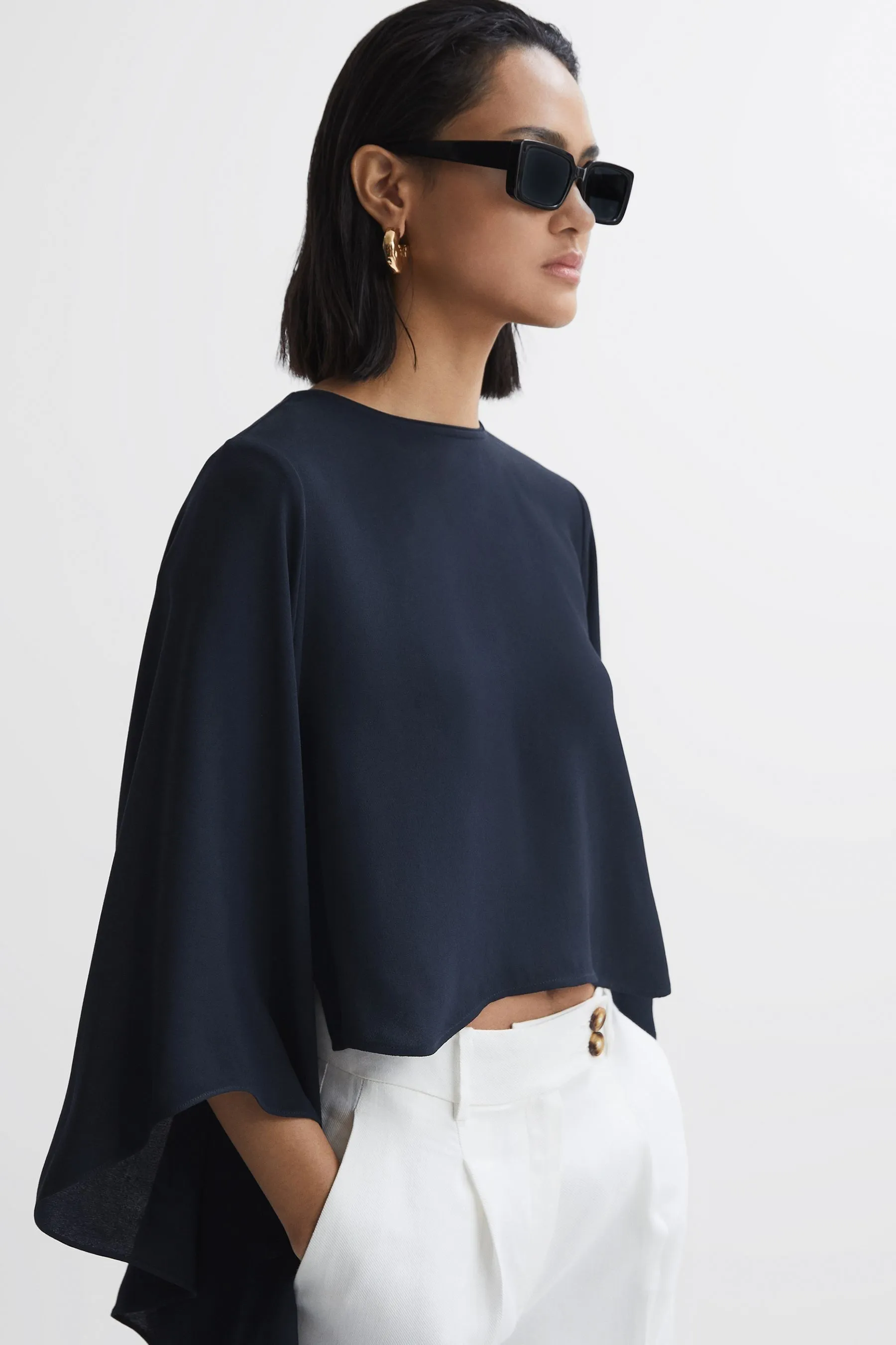 Multicolore - Liana - Blusa con Girocollo a mantella    