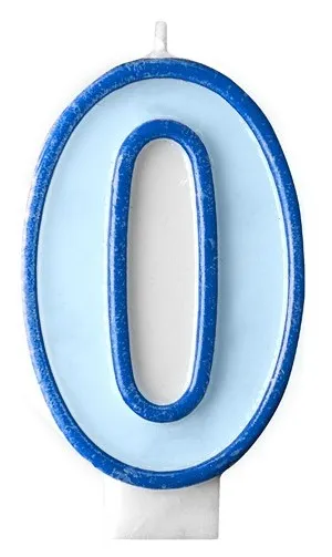 Numero candela 0 blu 7 cm