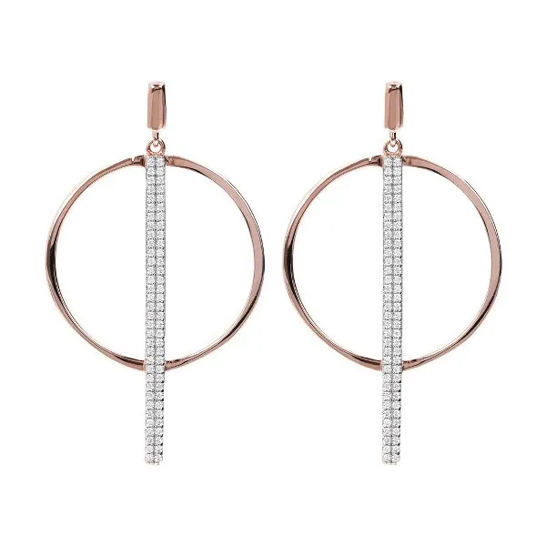 Orecchini Pendenti con Cerchio e Barra Centrale in Zirconi Rosè Donna Bronzallure