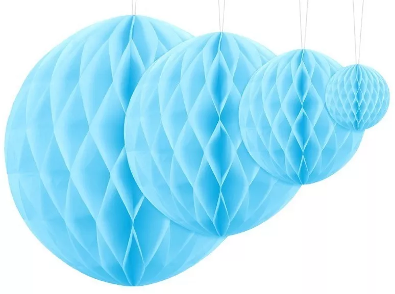 Palla a nido d'ape blu pastello 30 cm
