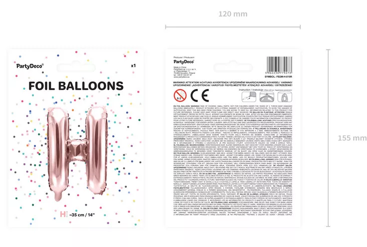 Palloncino lettera H rosa oro 35 cm