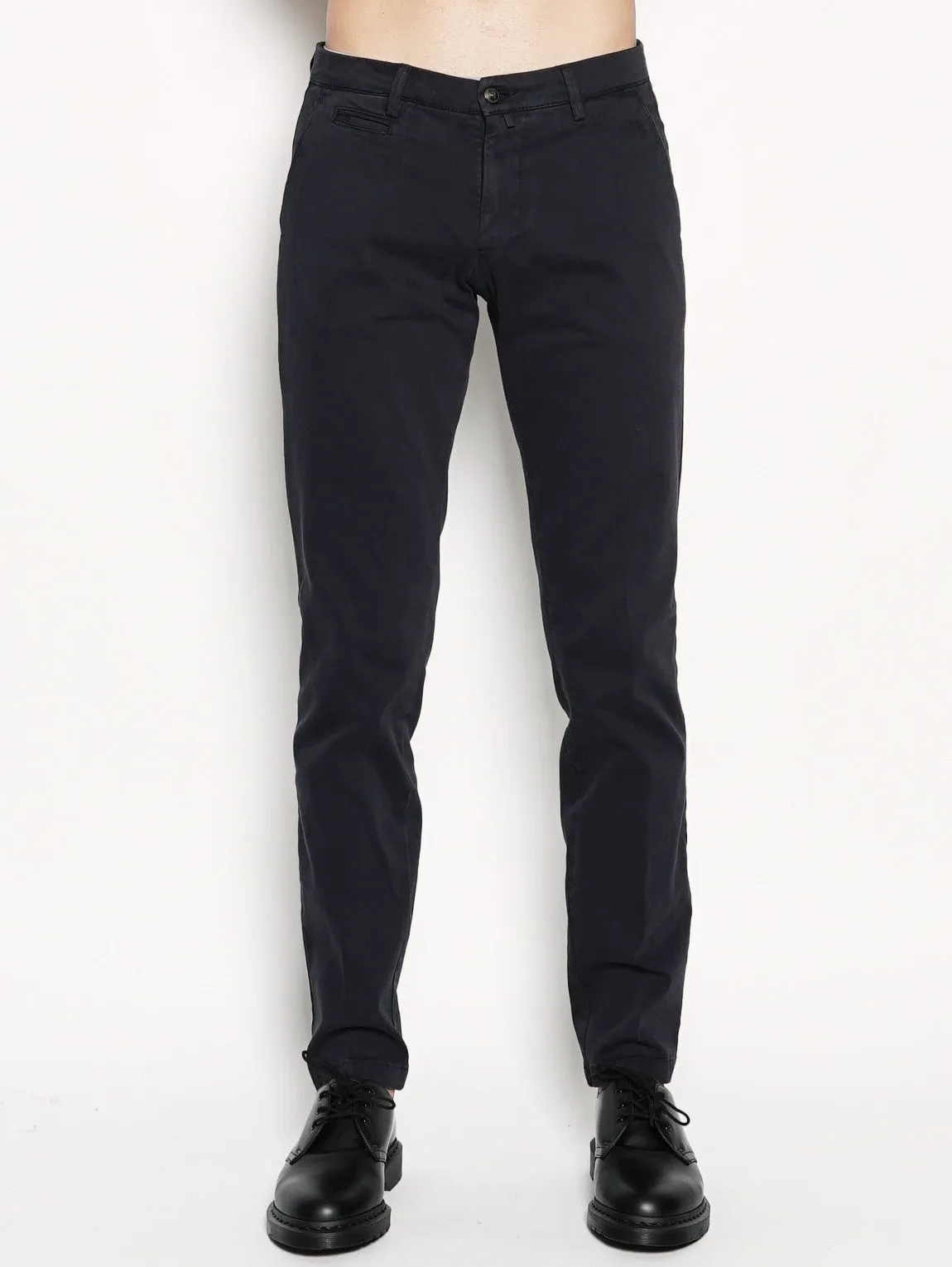 Pantalone in Gabardine di Cotone Blu