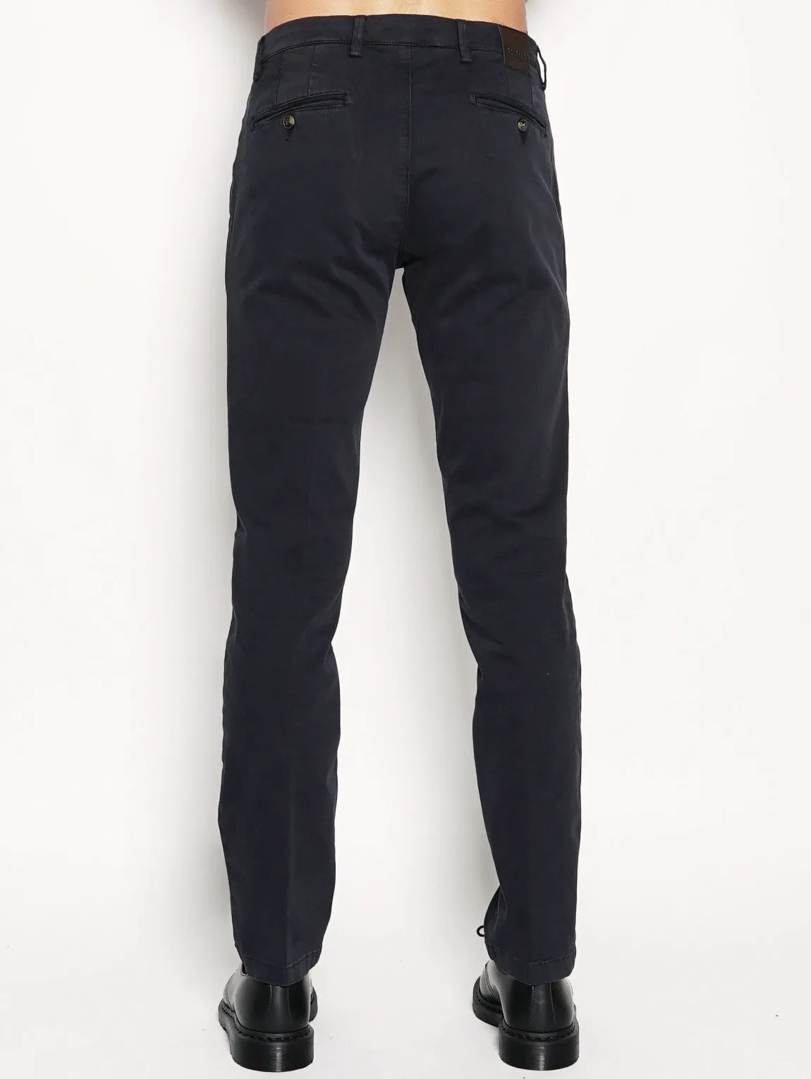 Pantalone in Gabardine di Cotone Blu
