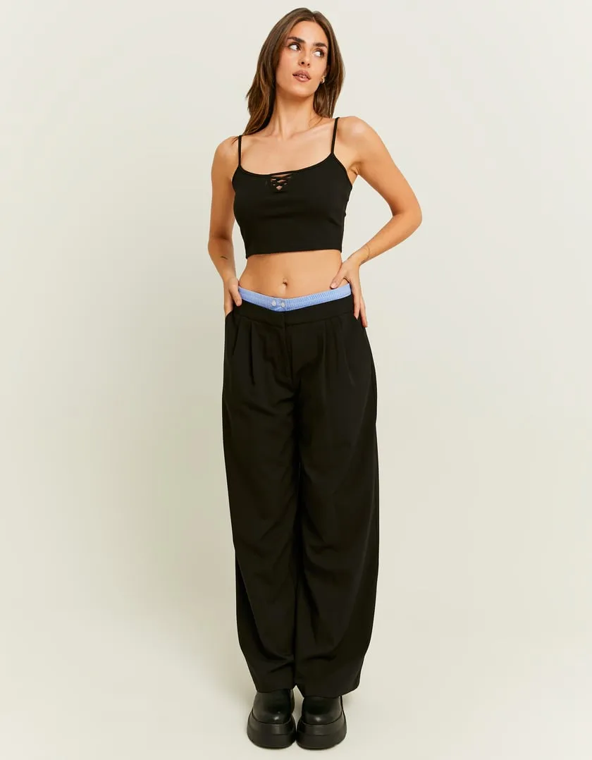 Pantaloni Wide Leg a Doppia Vita Neri  