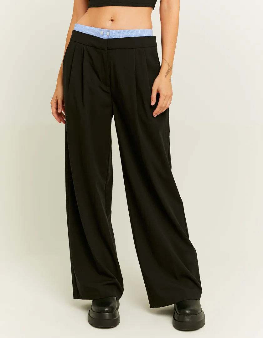 Pantaloni Wide Leg a Doppia Vita Neri  