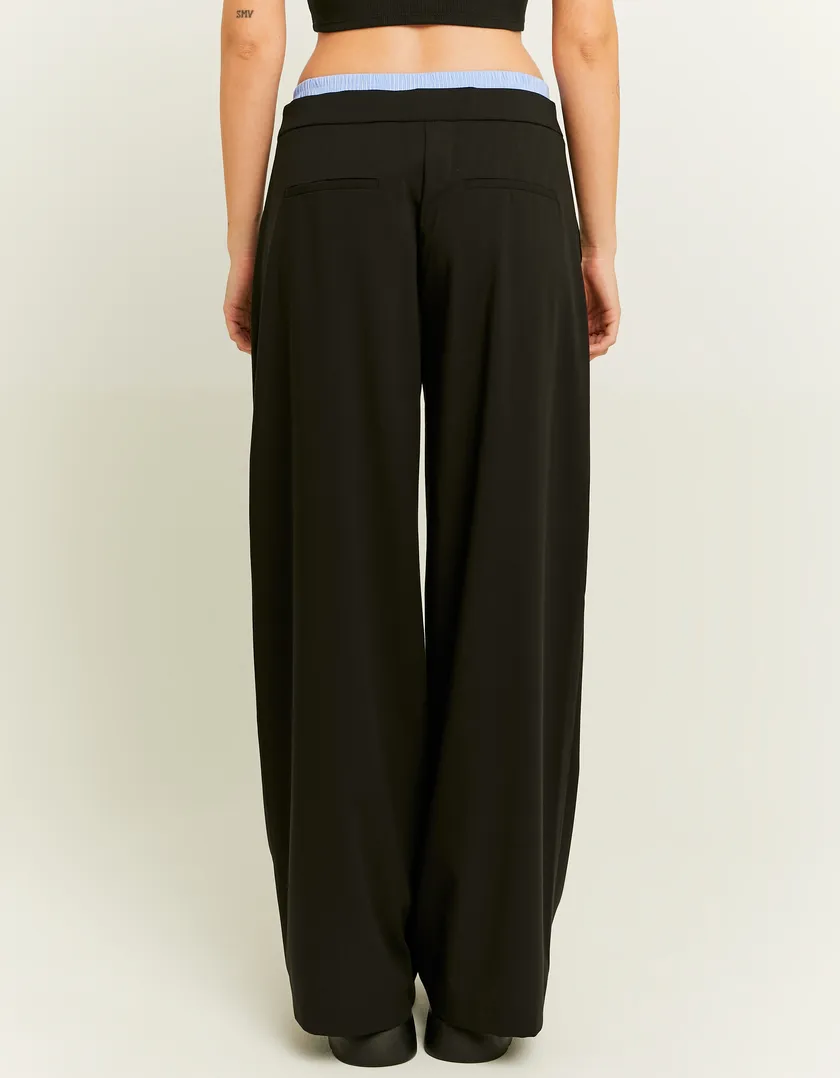 Pantaloni Wide Leg a Doppia Vita Neri  