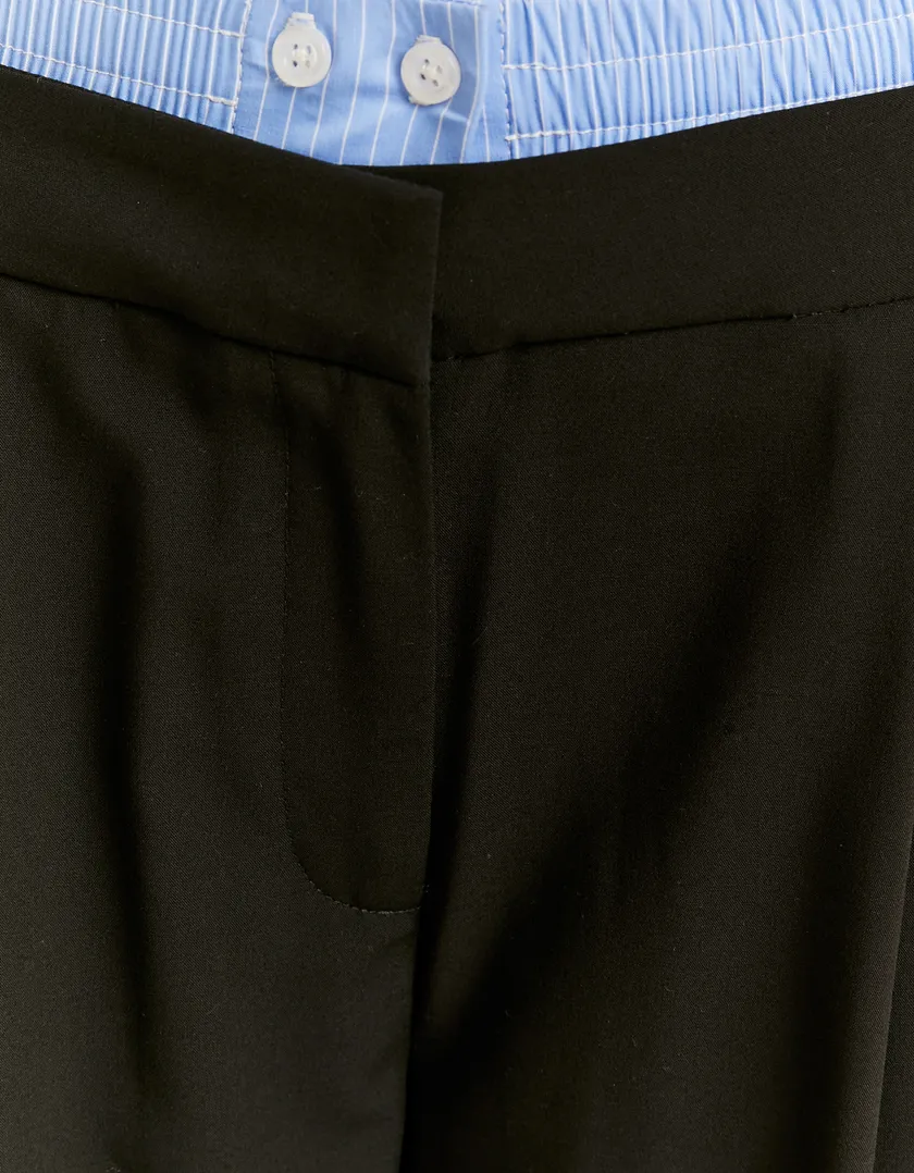 Pantaloni Wide Leg a Doppia Vita Neri  