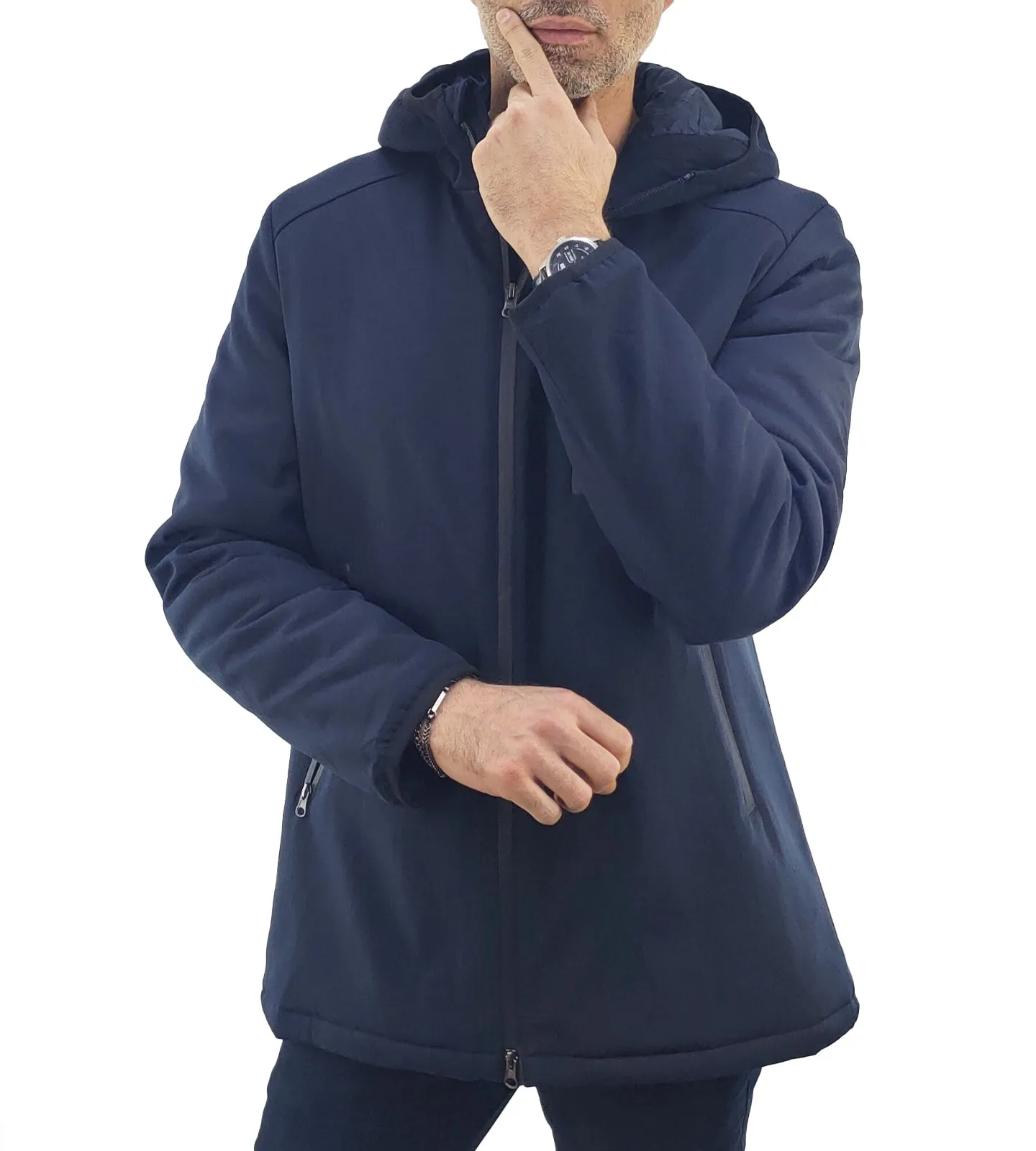 Parka Uomo con Cappuccio colore Blu
