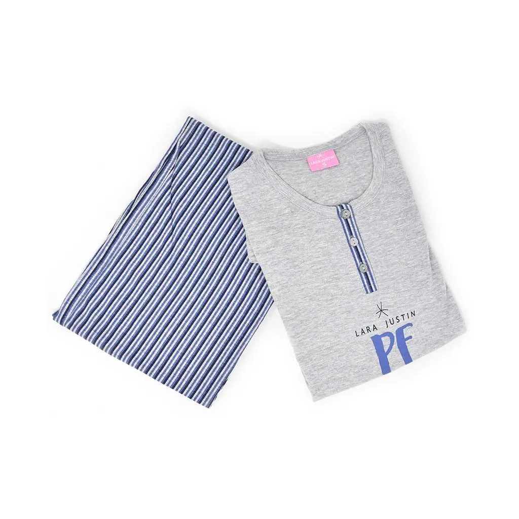 Pigiama Cotone Donna Maniche Corte Pinocchietto Lara Justin Peace 934