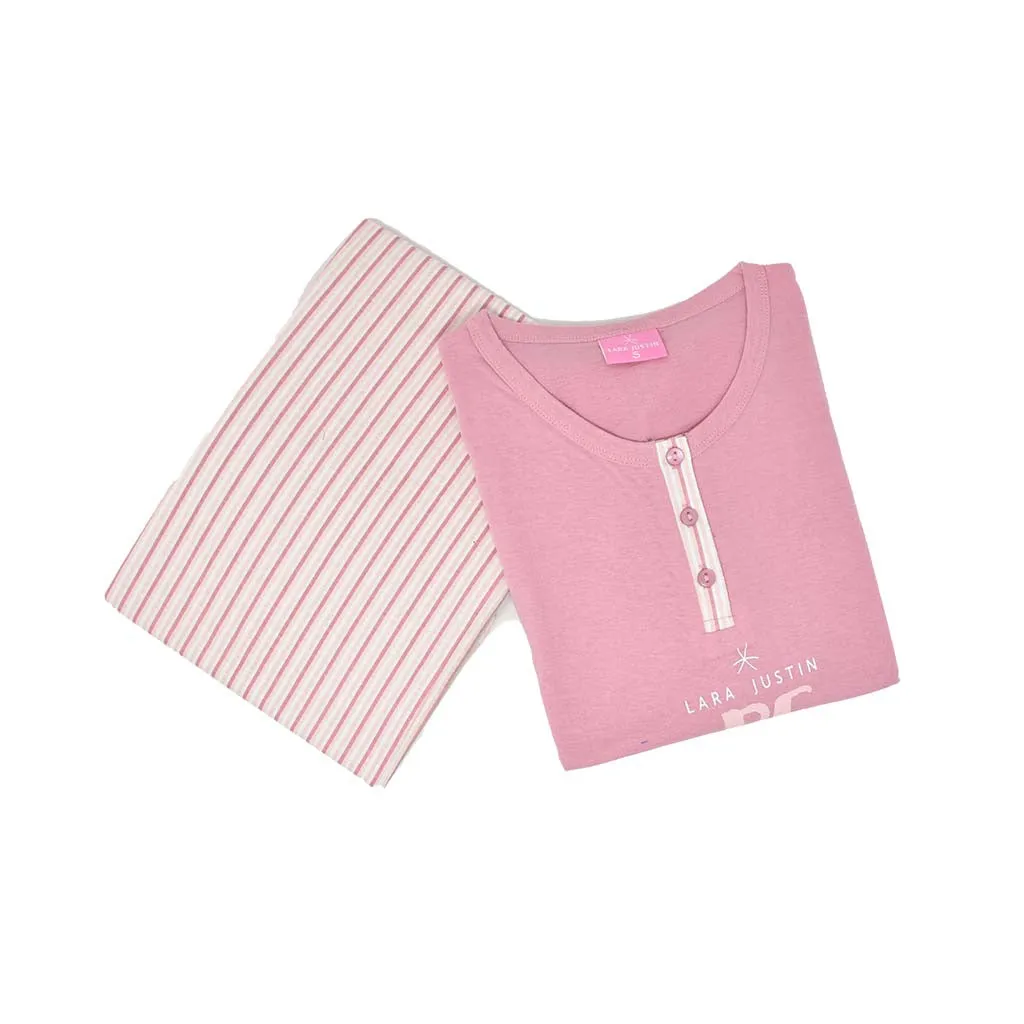 Pigiama Cotone Donna Maniche Corte Pinocchietto Lara Justin Peace 934