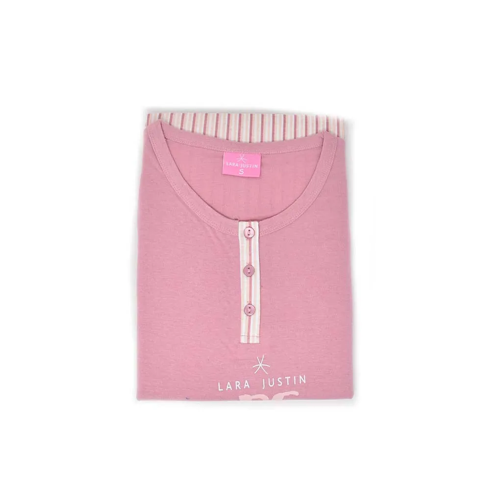 Pigiama Cotone Donna Maniche Corte Pinocchietto Lara Justin Peace 934