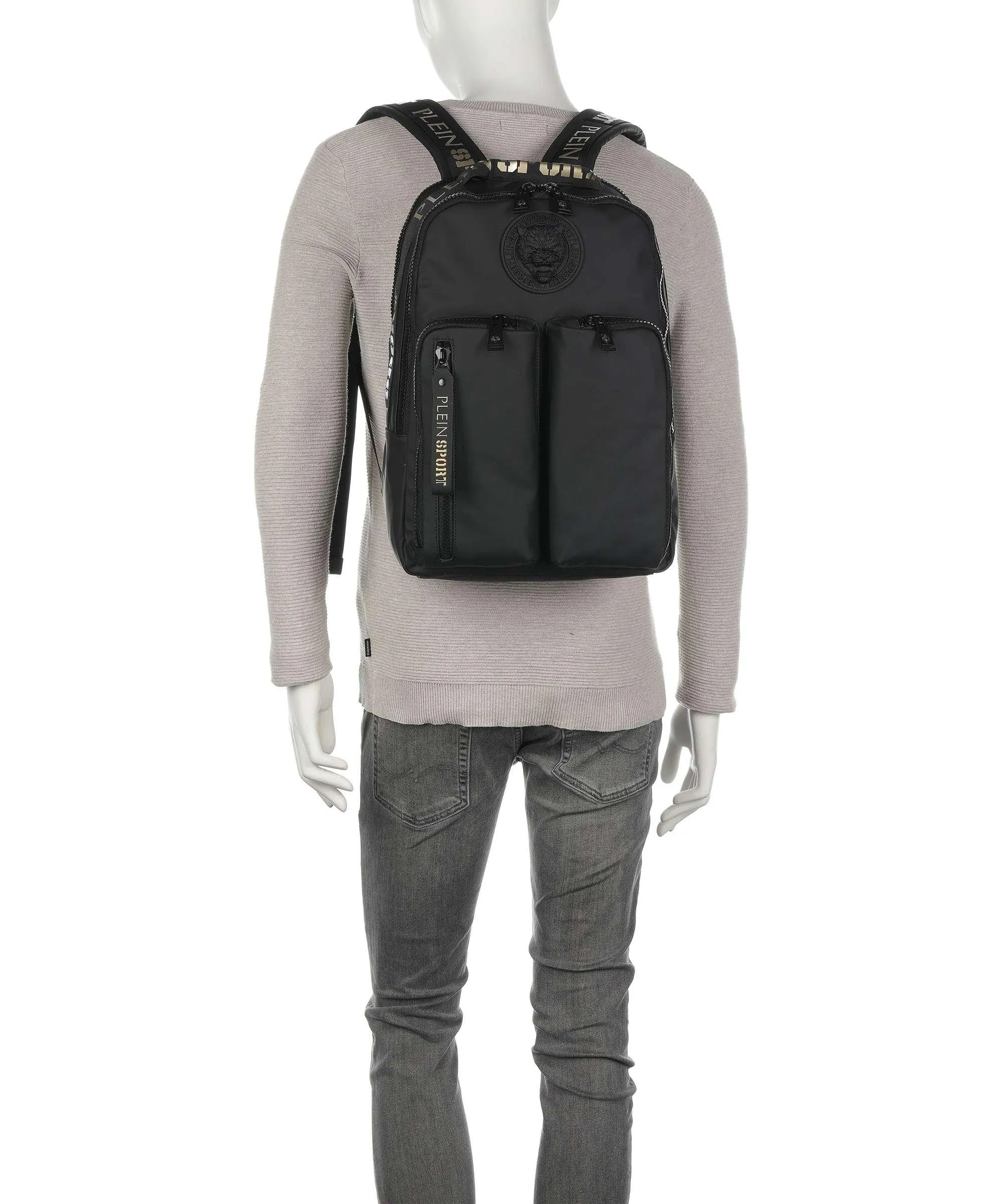  Plein Sport Boston Zaino 17″ poliuretano nero  