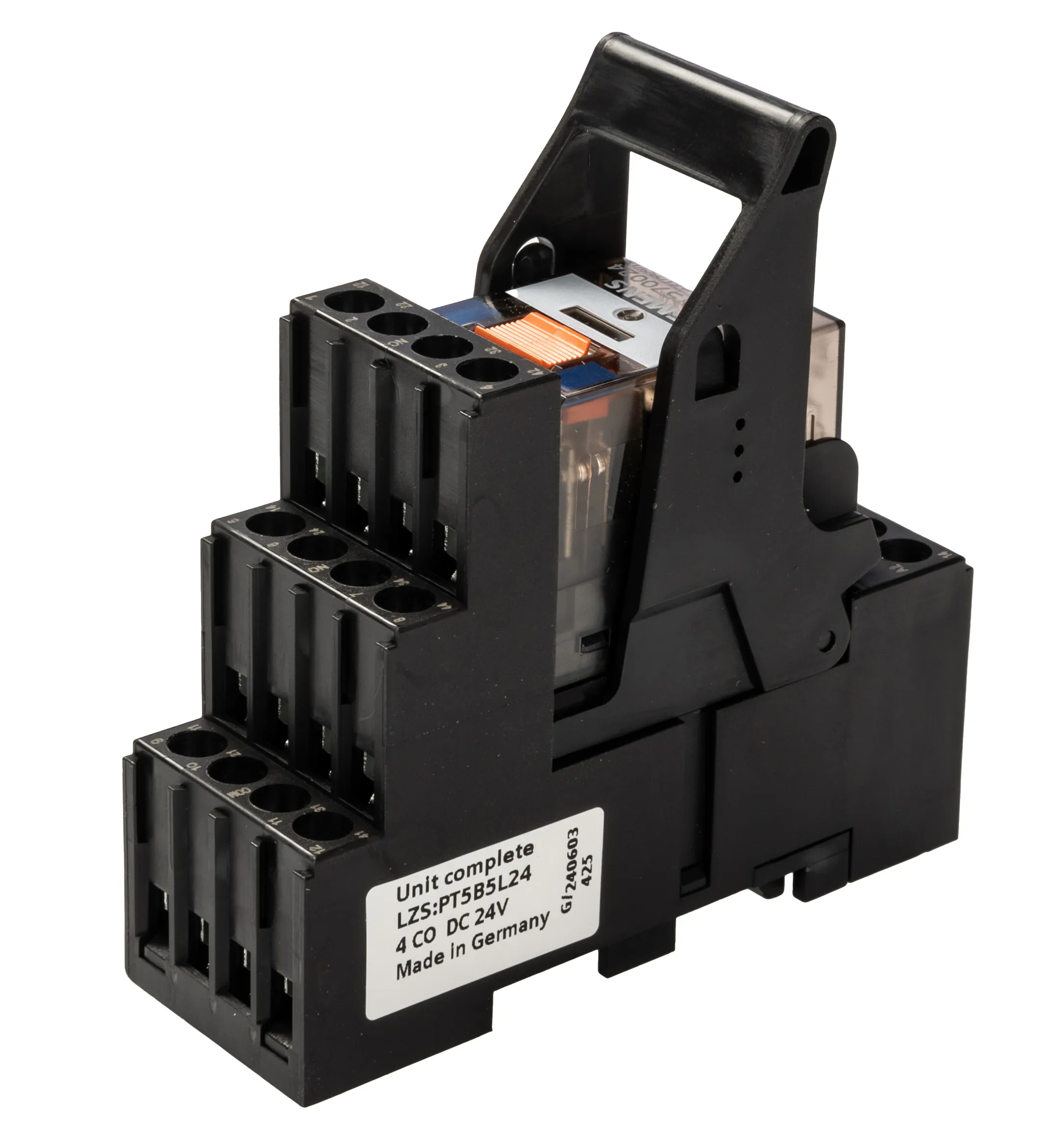 Relè di accoppiamento Siemens serie LZS, bobina 24V cc, A innesto , contatti 4PDT