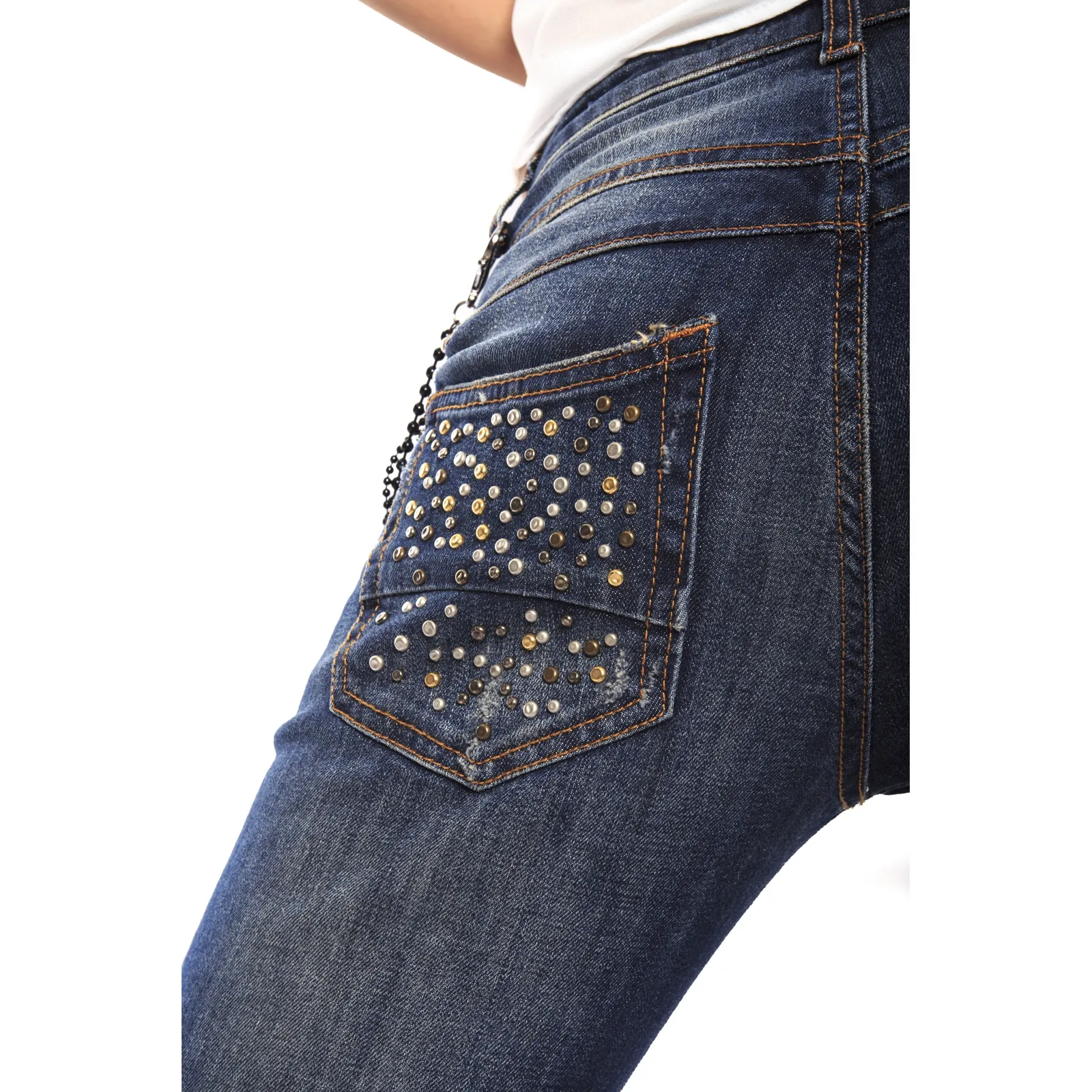 RINASCIMENTO Jeans boydriend baggy con borchie e strappetti DENIM Art. CFC0070011003