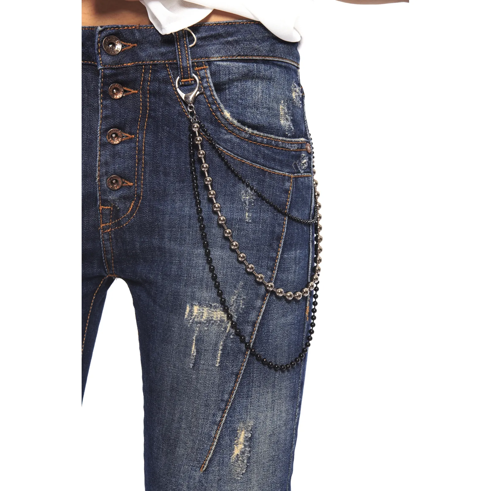 RINASCIMENTO Jeans boydriend baggy con borchie e strappetti DENIM Art. CFC0070011003