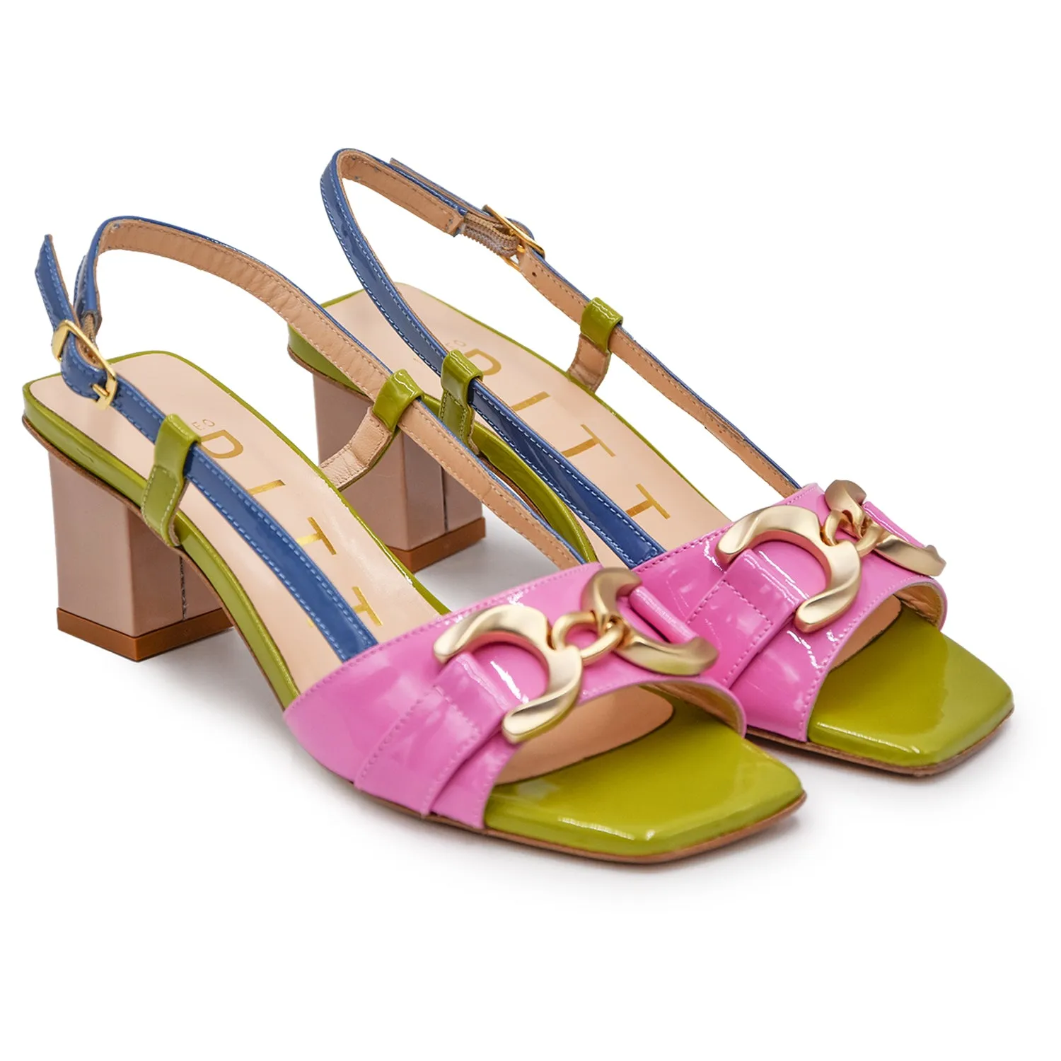 Sandali Donna Rosa Avion Matteo Pitti Donna Tacco A Blocco Medio