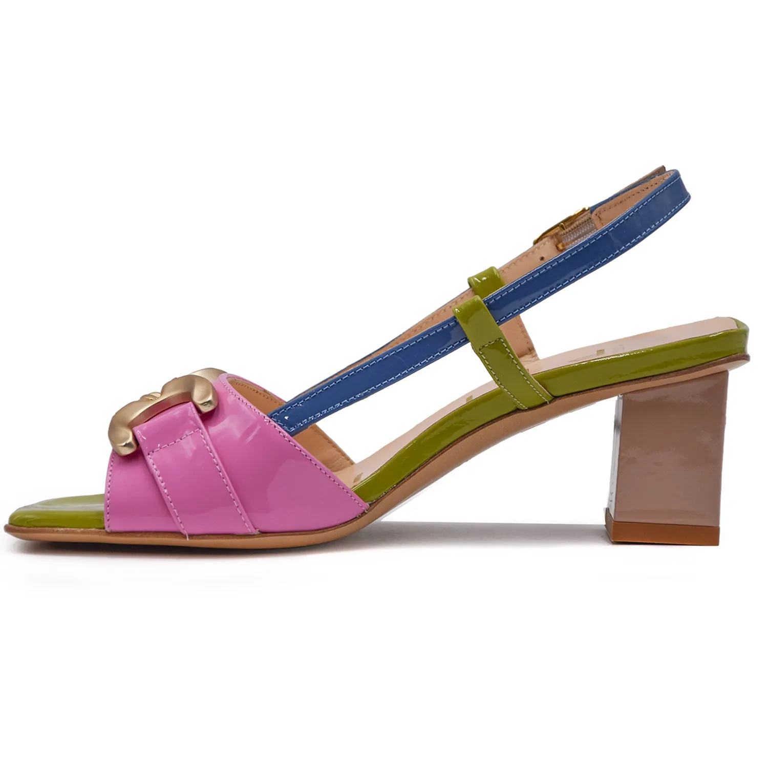Sandali Donna Rosa Avion Matteo Pitti Donna Tacco A Blocco Medio