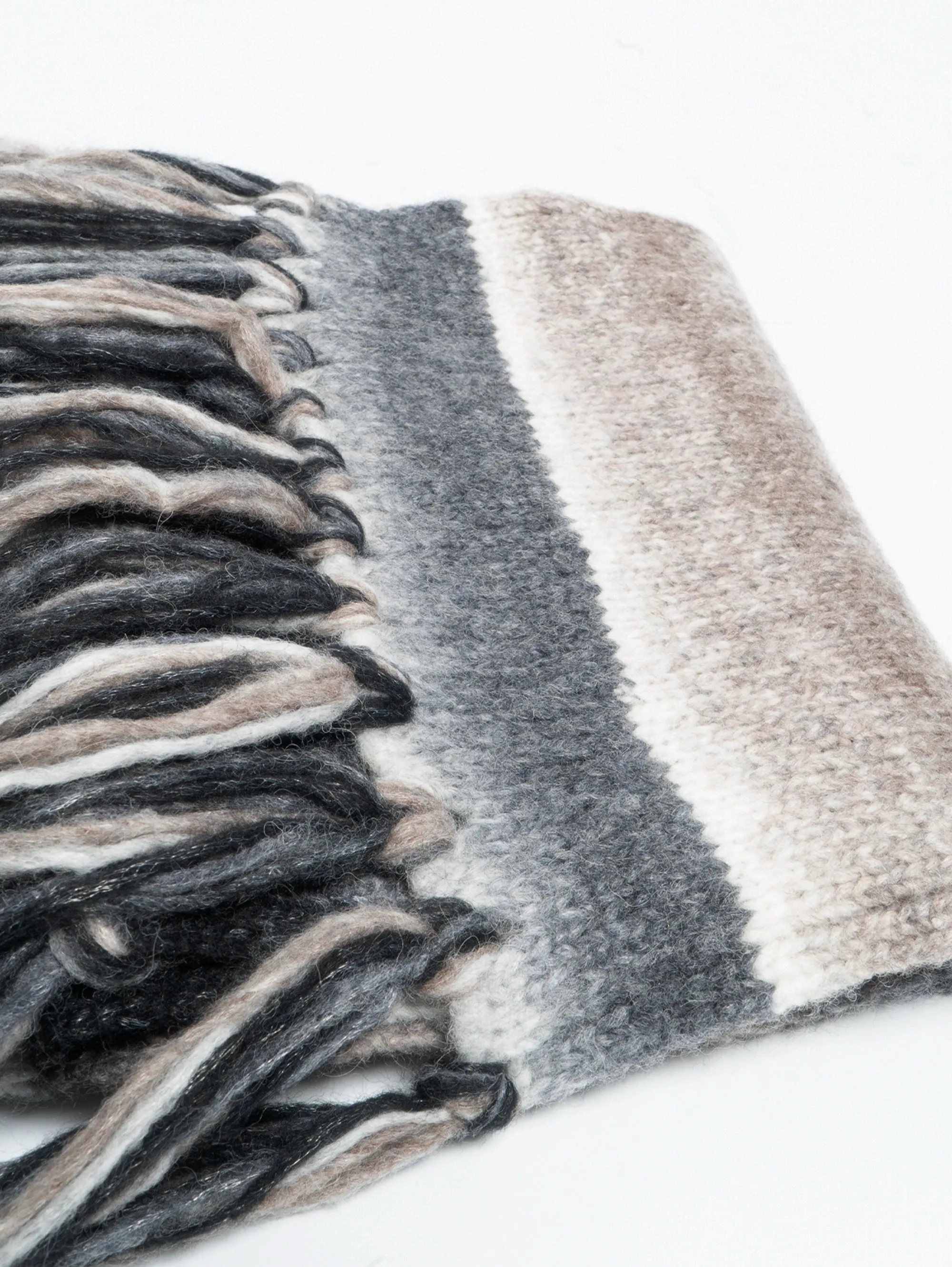 Sciarpa con Frange in Misto Alpaca Grigio