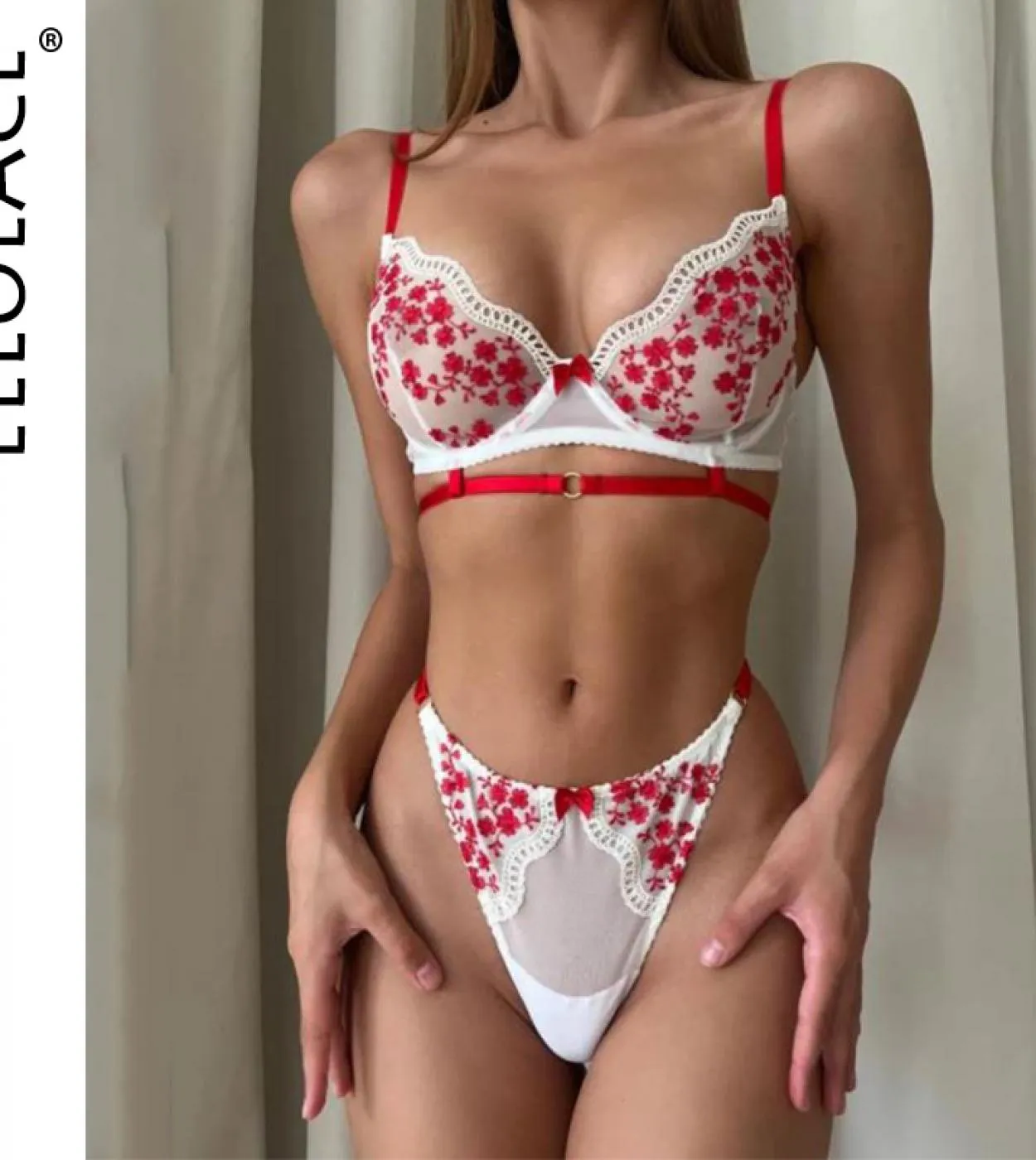 Set di biancheria intima da donna Set da 2 pezzi da donna Set di reggiseno trasparente Set di reggiseno e slip per lingerie fant