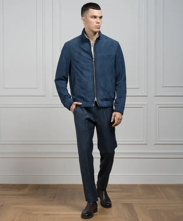 Stefano Ricci Giacca in pelle blu M7J4100060CAMAE4