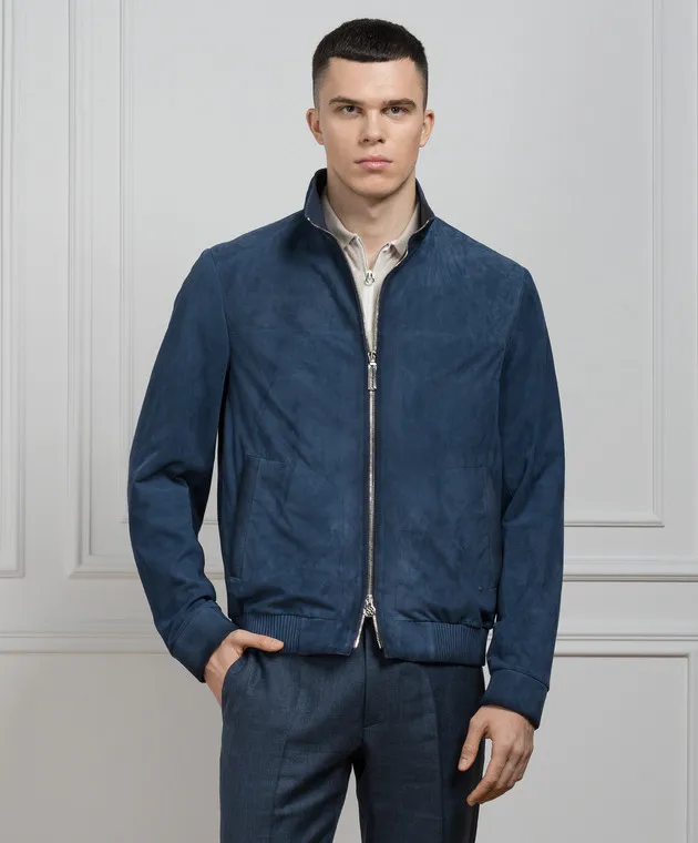 Stefano Ricci Giacca in pelle blu M7J4100060CAMAE4