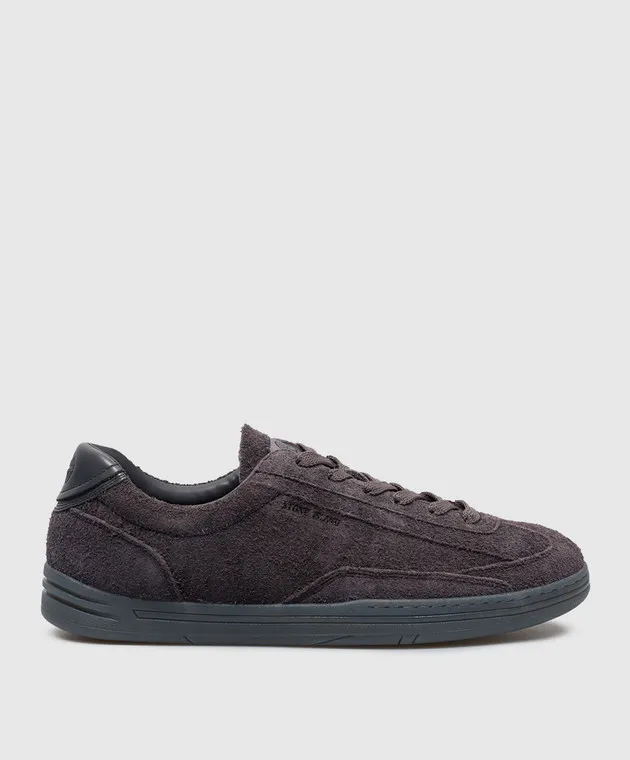 Stone Island Sneakers in camoscio grigio con logo 80FWS0101