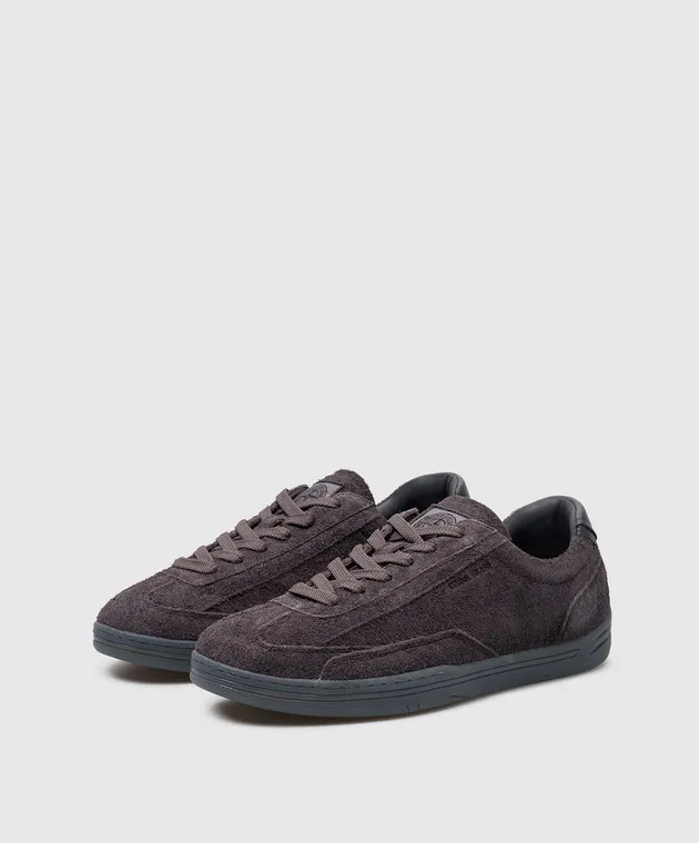 Stone Island Sneakers in camoscio grigio con logo 80FWS0101