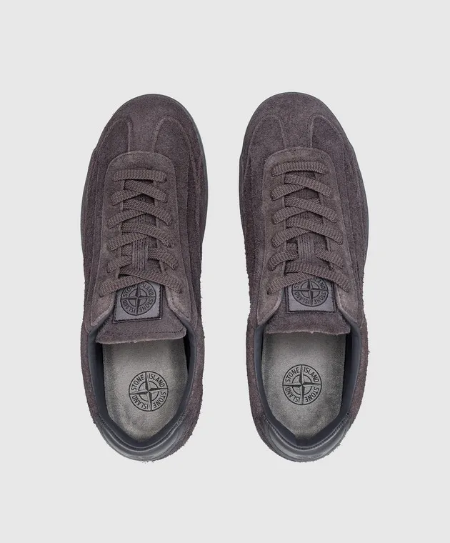 Stone Island Sneakers in camoscio grigio con logo 80FWS0101