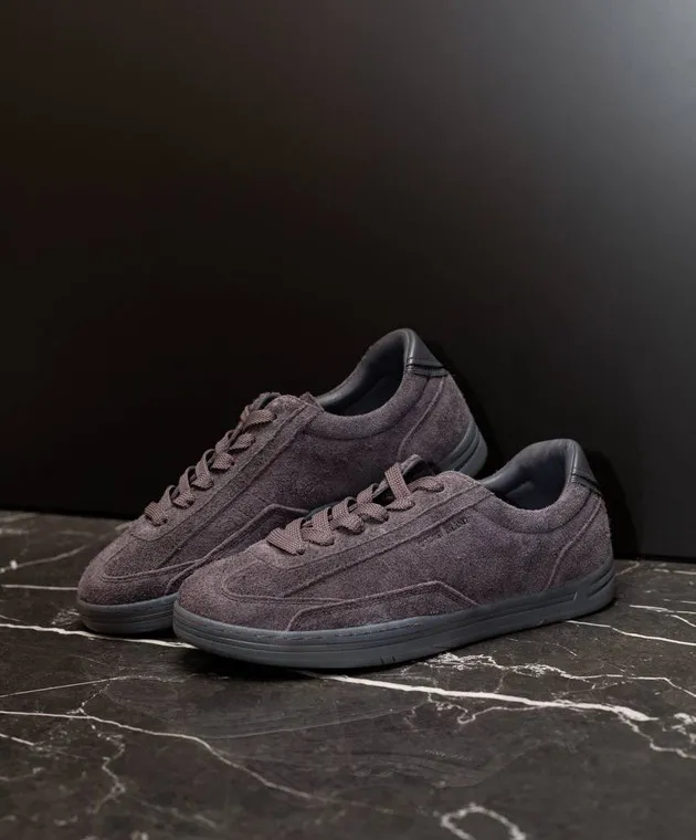 Stone Island Sneakers in camoscio grigio con logo 80FWS0101
