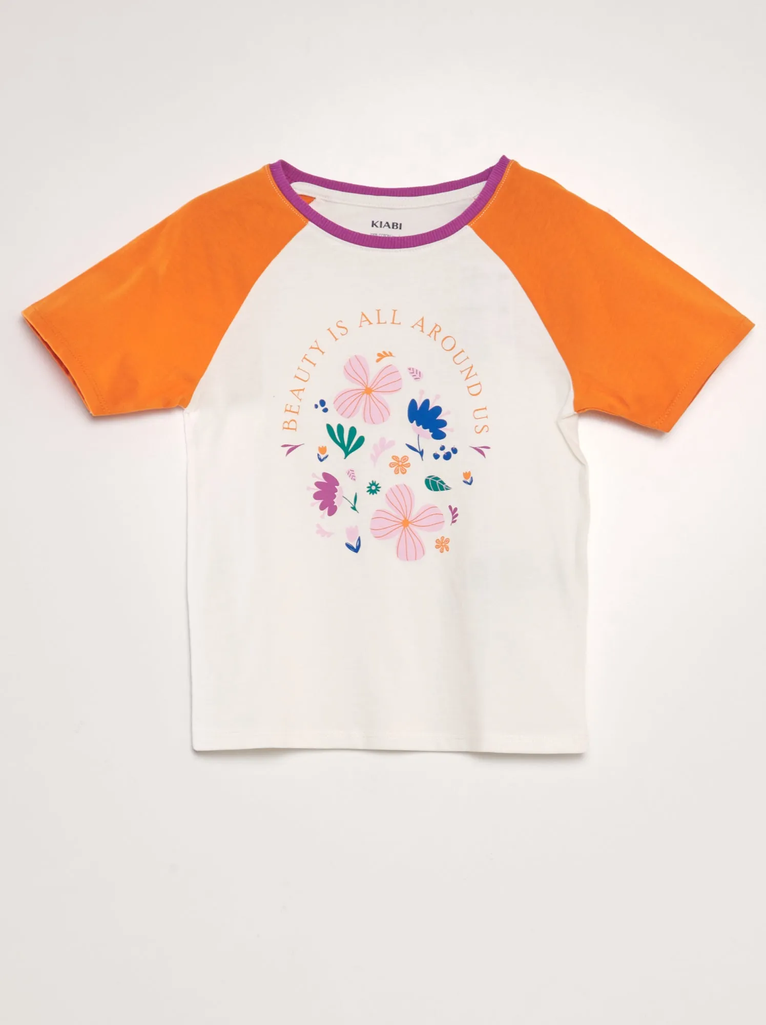 T-shirt in cotone scollo tondo - BIANCO